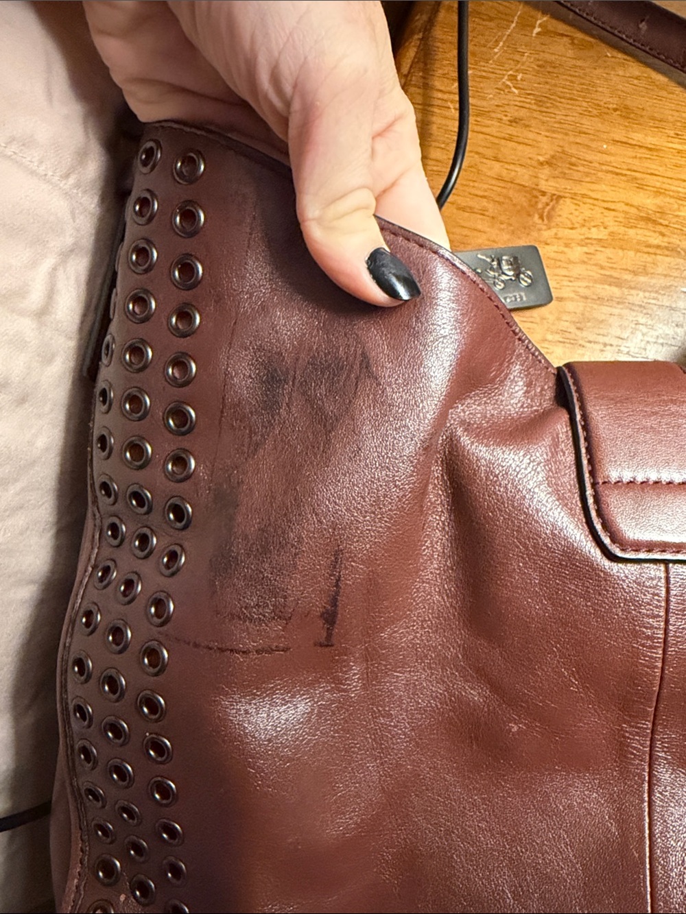 Coach Madison Carlyle Studded Grommet Leather Shoulder Bag - Picture 6 of 7